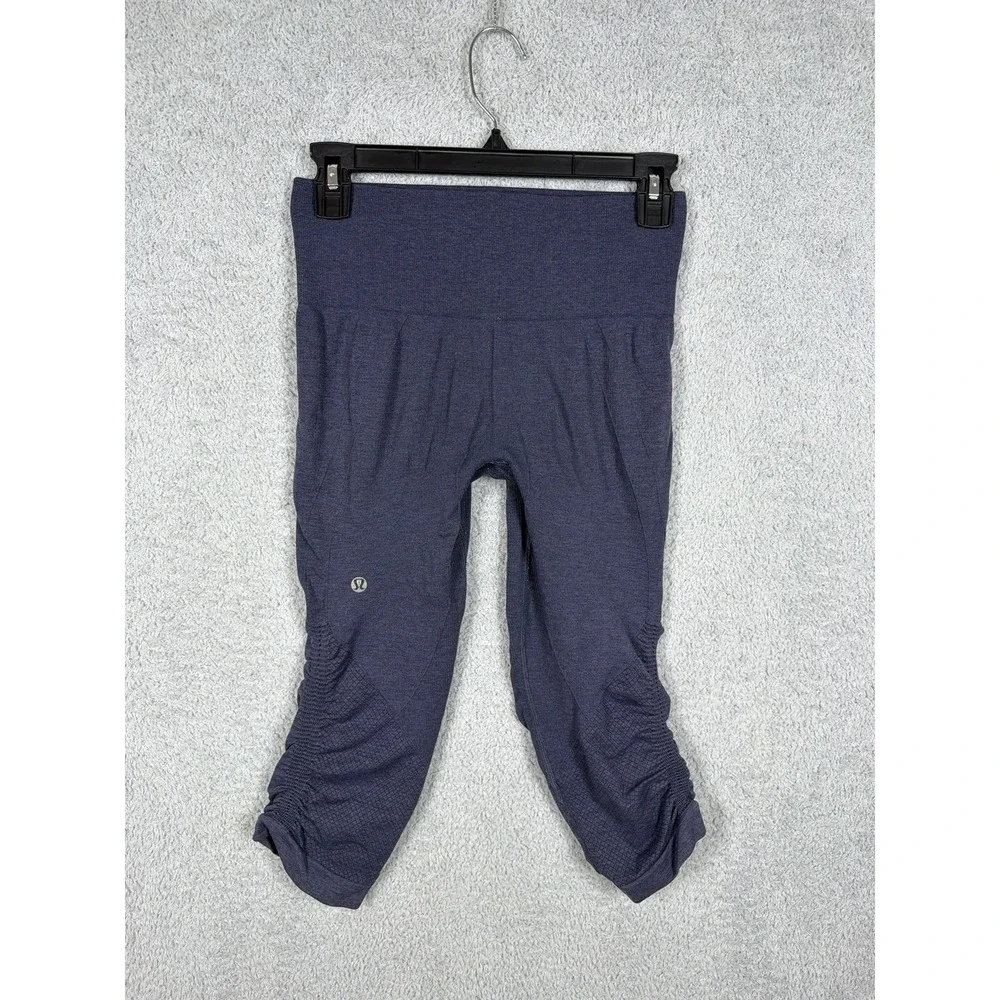 Lululemon In The Flow II Womens 4‎ Blue Ruched Activewear Elastic Waist Pull On